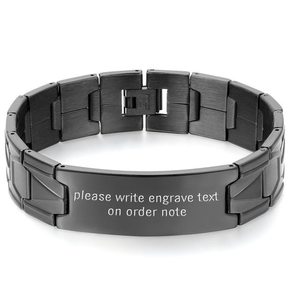 Men's Black/Silver Steel English Lord's Prayer Bracelet