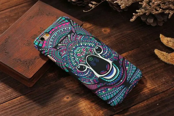 Psychedelic Luminous Embossed Feel Aztec Animal case IPhone 7, 7Plus, 6, 6s, 6plus, 5, 5s