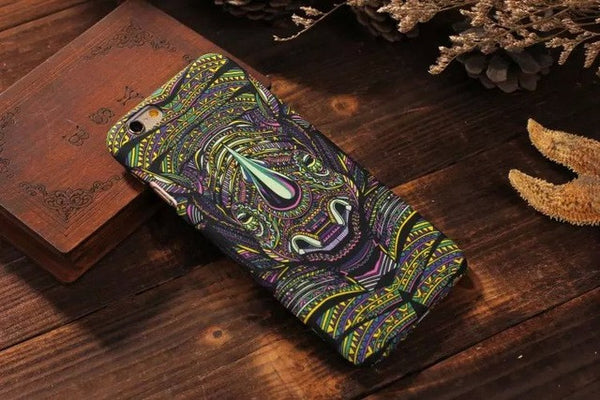 Psychedelic Luminous Embossed Feel Aztec Animal case IPhone 7, 7Plus, 6, 6s, 6plus, 5, 5s