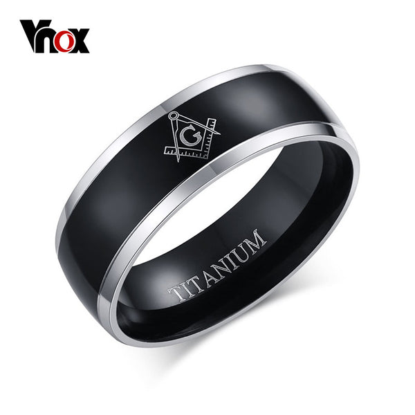 100% Titanium Carbide Freemason Ring